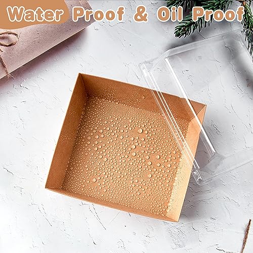 5-Inch Brown Charcuterie Boxes with Clear Lids - 20 Pack