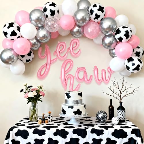 16 Inch Pink Yee Haw Foil Balloon Banner for Western Rodeo Parties