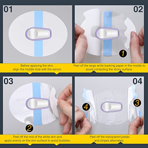 100 Pieces Shower Waterproof Patch Transparent Waterproof Adhesive Patch Compatible with G6 Overpatch Transparent Stickers Long Lasting Sweat-Proof Continuous Glucose Monitor Protection (Blue)