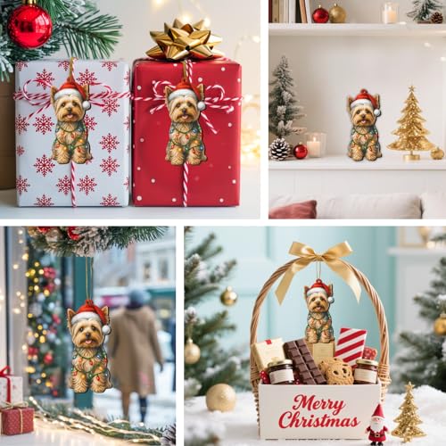 Yorkie Dog Christmas Ornament 2025 - Wooden Holiday Decor