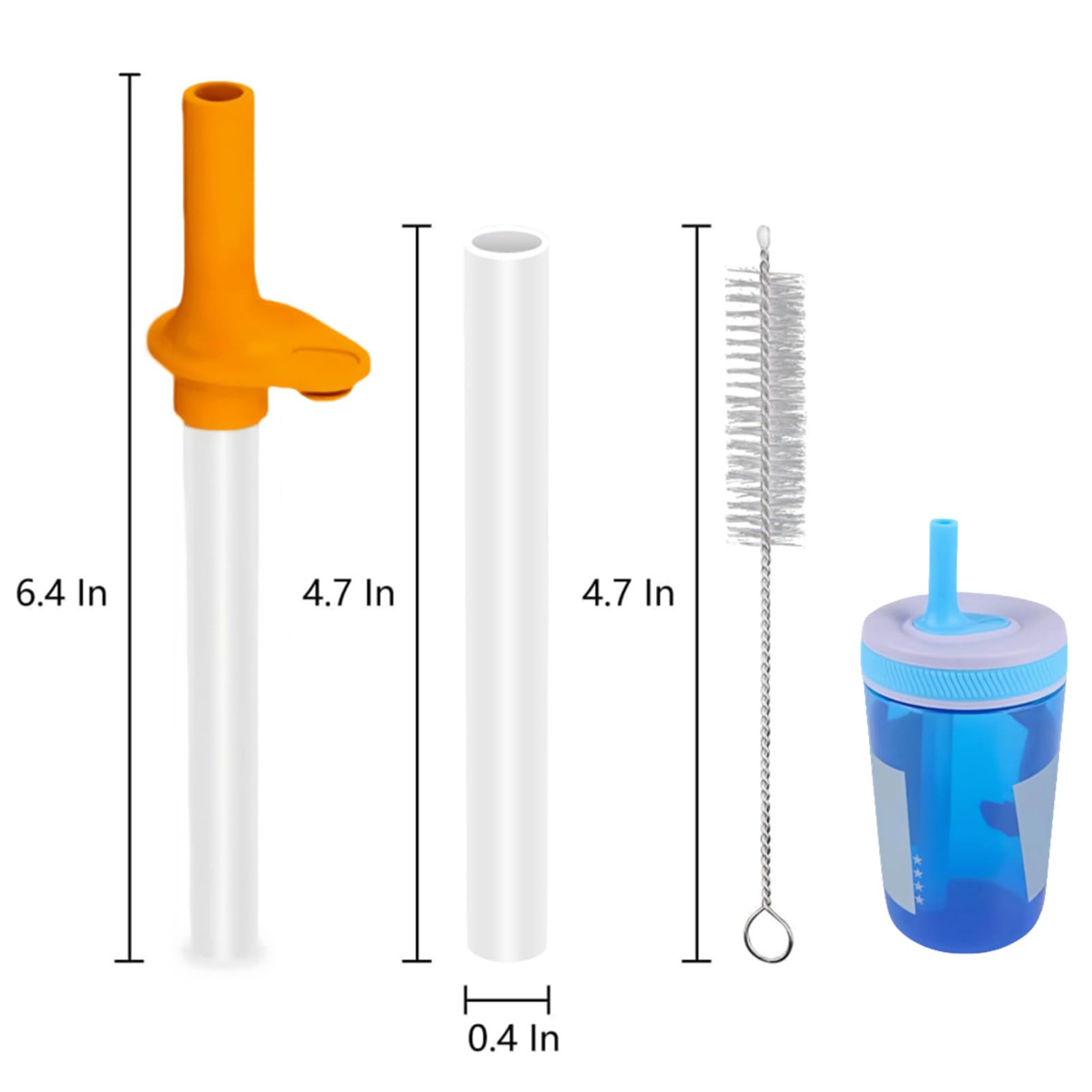 NCYOEW Replacement Straws for Zak Designs 15OZ Water Bottle,Transparent and Food Grade Reusable Straws with Cleaning Brush, Pack of 5