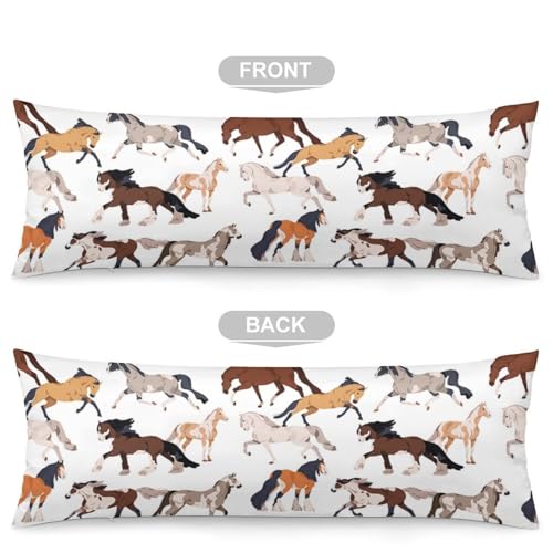 Cartoon Horse Body Pillow Cover 20x54 - Cozy Decorative Case
