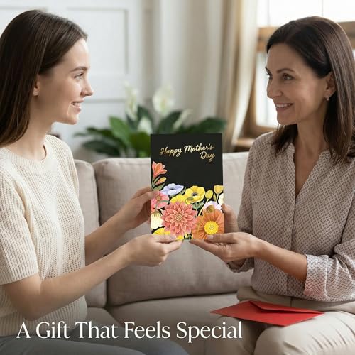 Floral Mother's Day Card 5x7 with Envelope and Pre-Written Message