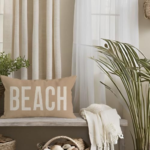 PANDICORN Summer Beach Throw Pillow Cover 12x20 Inch - Sand Beige