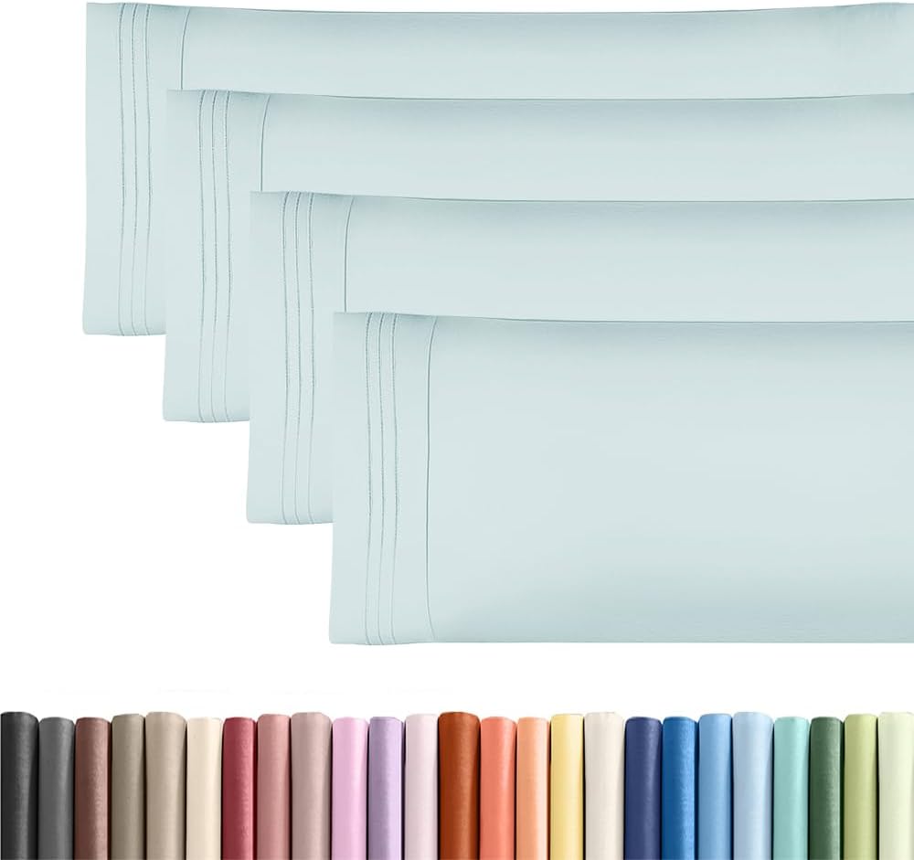 Skiennix Body Pillowcases Set of 4 | Soft & Breathable 20x54 Pillow Covers for Side Sleepers - Machine Washable, Fade-Free (Sky Blue)