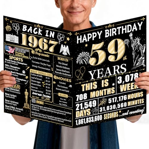 59th Jumbo Birthday Card - Giant 1967 Retro Signatures Gift for Men and Women