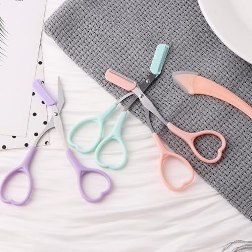 Eyebrow Trimmer Scissors with Comb and Razor Set
