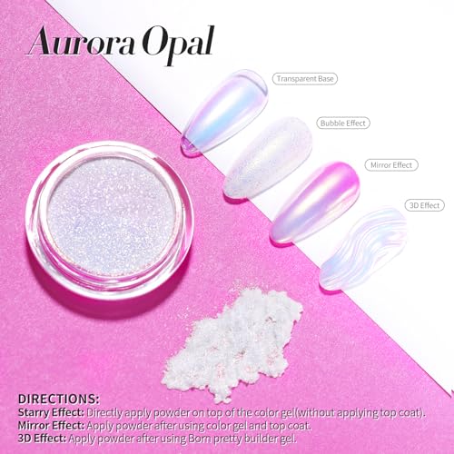 Born Pretty Chrome Aurora Nail Powder Mermaid Pearl Glitter Dust