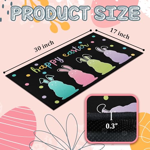 Easter Bunny Decorative Door Mat 30 x 17 Inch - Pastel Rabbit Design