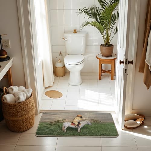 ZNGFON 07 Decor Dog Cowboy on Horse & Dragons Doormat 17x30 Indoor Outdoor