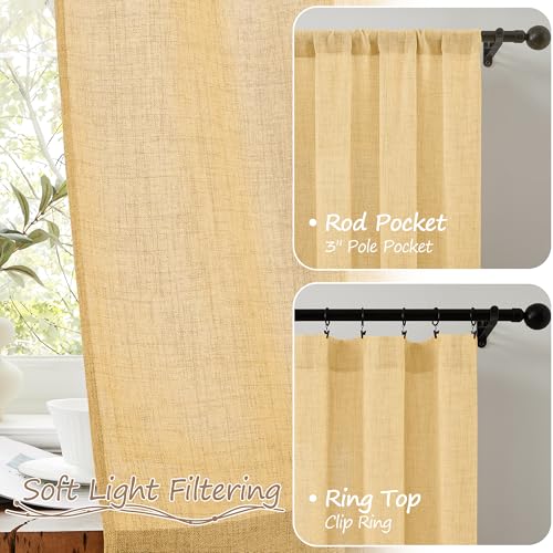 Tollpiz Beige Linen Semi-Sheer Door Curtain Panel - 25x72 in