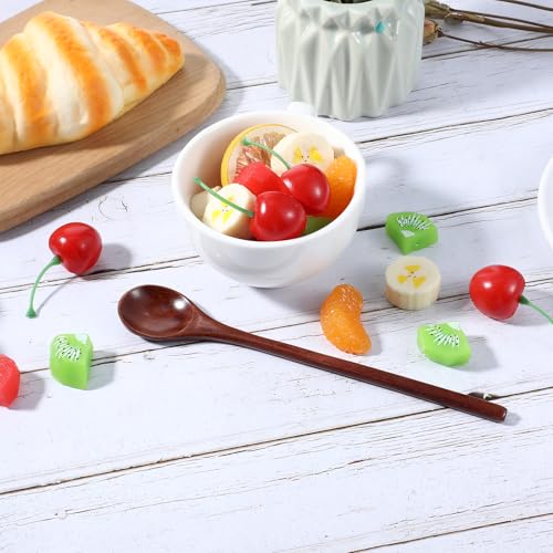 Natural Wooden Long Handled Stirring Spoons for Honey and Coffee - 2PCS