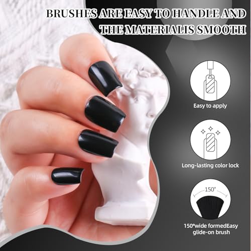 DouborQ Mysterious Black Nail Polish Air Dry Long-Lasting Varnish 10ml