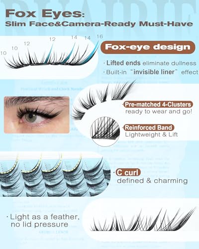 Ruairie Fox Eye Manga Lash Clusters Wispy Individual Eyelash Extensions