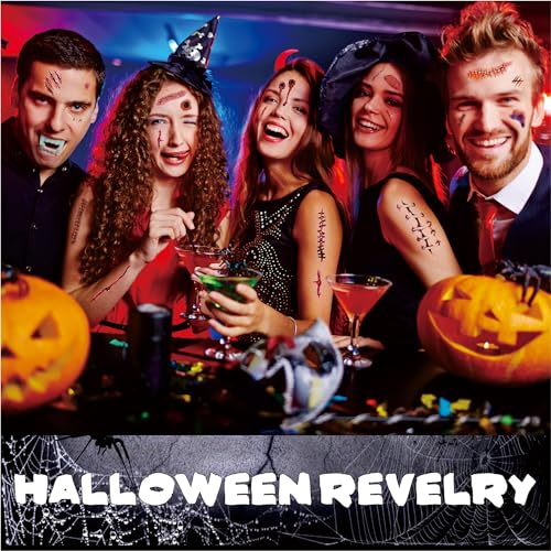Halloween Temporary Scar Tattoos Waterproof Zombie Makeup Stickers 20 Sheets