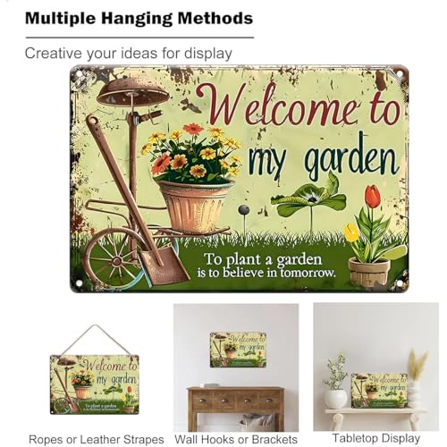 Vintage Metal Garden Sign - Welcome to My Garden 8x12 Inch