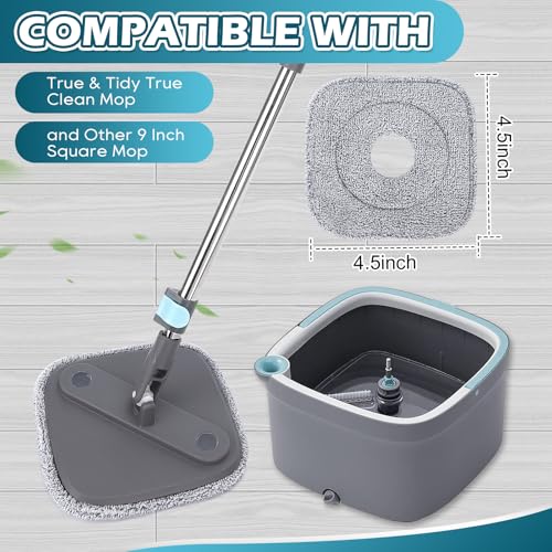 Microfiber Mop Pads for True & Tidy Spin Mop - 9" Square Refill, 4 Pack