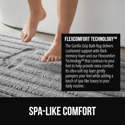 GORILLA GRIP 40x24 Gray Memory Foam Bath Mat with Textured Backing