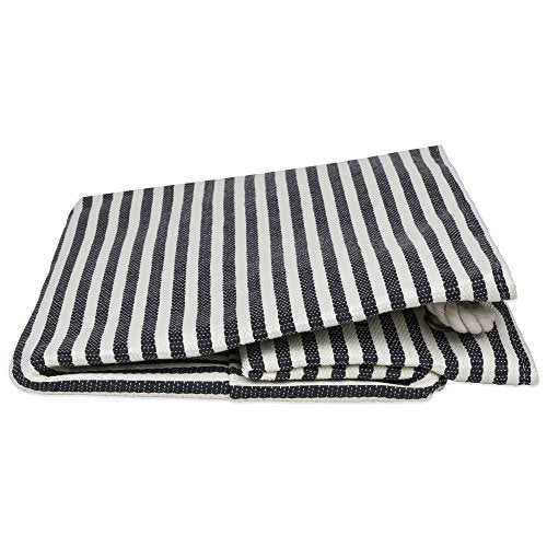 DII Woven Paper Storage Bin Large Round Black Pinstripe - Sturdy Home Organizer
