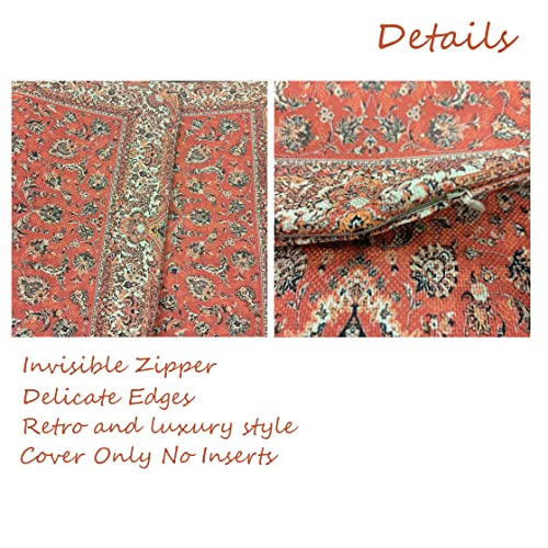 Terracotta Persian Carpet Lumbar Pillow Cover - 12x20 Inches