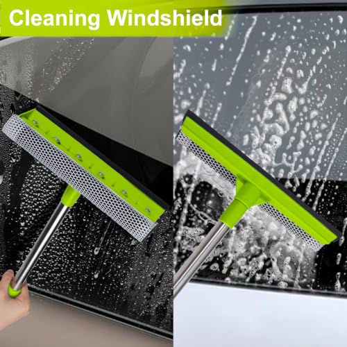 Retractable Stainless Steel Window Squeegee & Shower Glass Cleaner - 2-in-1 Car & Home Glass Tool