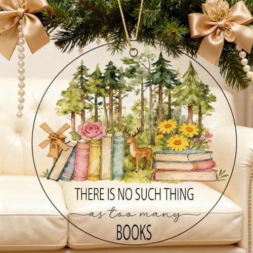 Book Lover's Christmas Ornament - 'Too Many Books' 2025 Decor