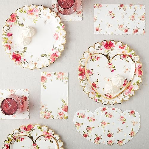 C.R. Gibson Floral Heart Beverage Napkins, 20-Count, 5"