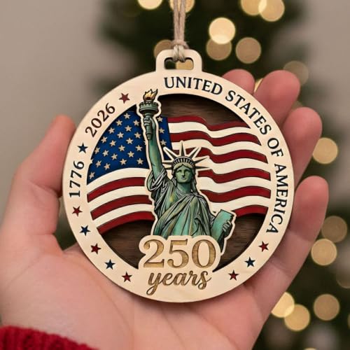 USA 250th Anniversary Patriotic Christmas Ornament - Keepsake Gift D51