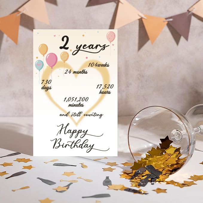 Colorful 2nd Birthday Card for Boys & Girls with Envelope