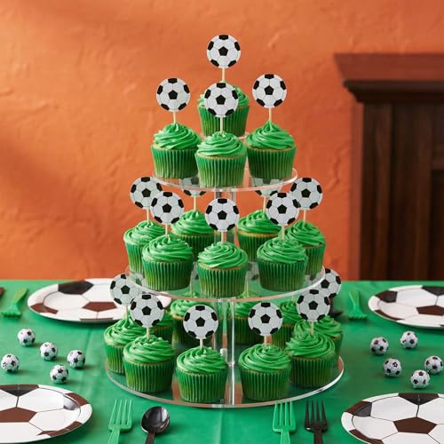 Nogeqi 48-Piece Soccer Cupcake Toppers for Sports Theme Birthday Party