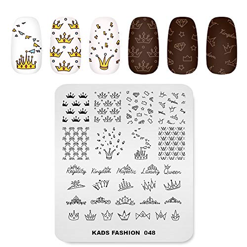 Rolabling Crown Nail Stamping Plate King Queen Theme Art Template