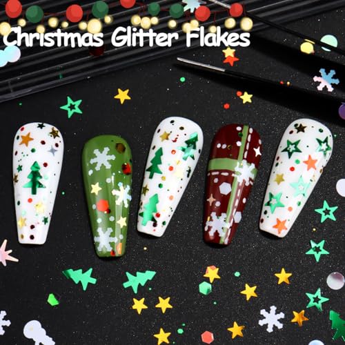 Christmas Nail Art Glitter Sequins 6-Box Winter Snowflake Design