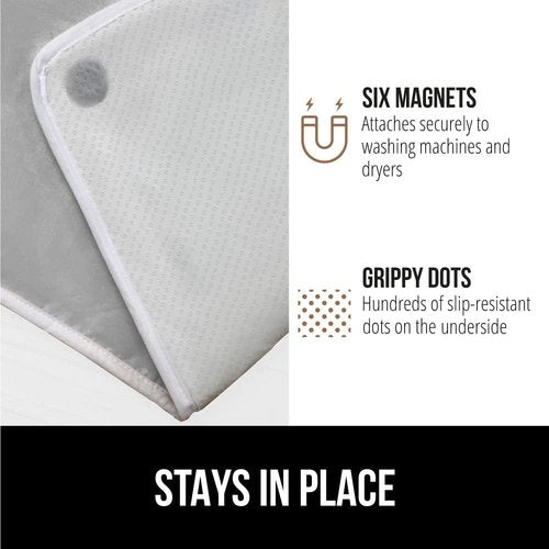 GORILLA GRIP The Original Ironing Board Cover and Pad, Silicone Coating, 400°F Scorch Resistant Thick Padding, Heavy Duty Iron Covers Standard Boards, Hook and Loop Fastener Strap, Silver 28x24
