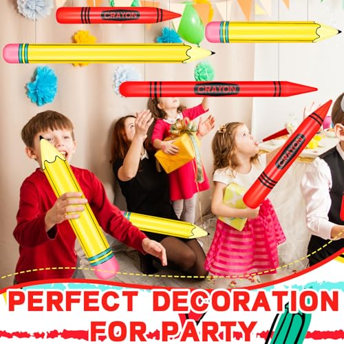 4-Pack Inflatable Crayon & Pencil Balloons for Classroom Events
