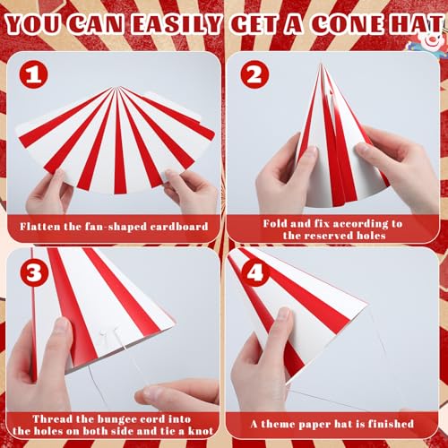 24 Pcs Kids Birthday Party Cone Hats with Elastic String