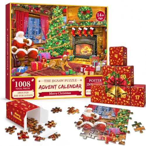 Christmas Santa Jigsaw Puzzle Advent Calendar 1008 Pieces - 24 Days Countdown