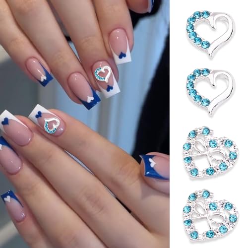Valentine Nail Charms 14Pcs 3D Heart Bow Rhinestone Alloy Gems