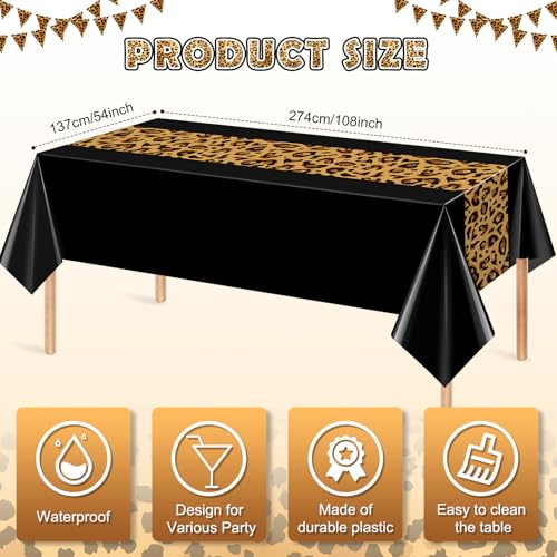 Leopard Print Tablecloths - 3 Pack Disposable Party Covers, 54x108 Inch