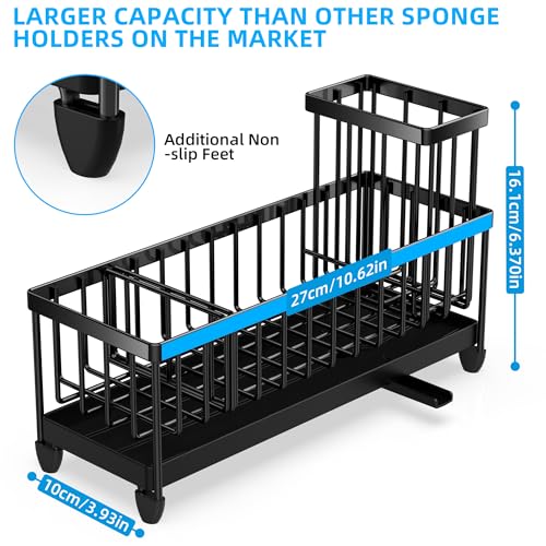Moforoco Extra Large Stainless Steel Kitchen Sink Caddy - Black