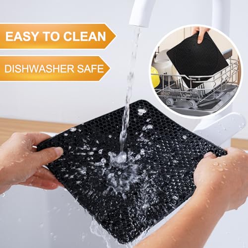 Yunlihua 4-Pack Silicone Trivet Mats - Heat Resistant Hot Pads, 7.3" & 6.9"