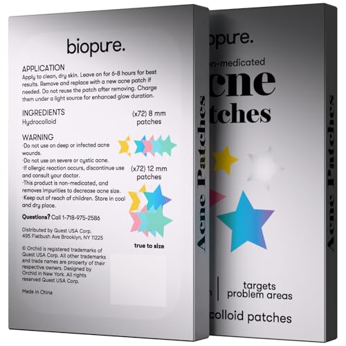 BIOPURE Hydrocolloid Star Acne Patches - 144 Count Pimple Stickers
