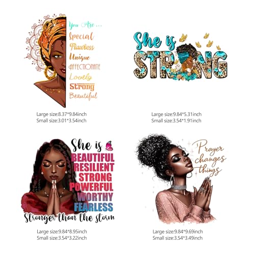 Black Women Iron On Heat Transfer Patches 8pcs DIY Vinyl Decals