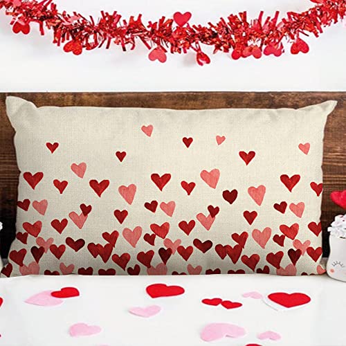 Valentine's Day 12x20 Pink Heart Love Pattern Pillow Cover