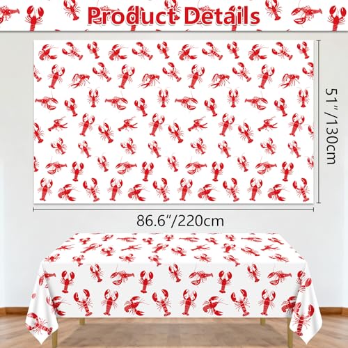 4 Pack Crawfish Tablecloths - Red Lobster Party Covers 87x51in
