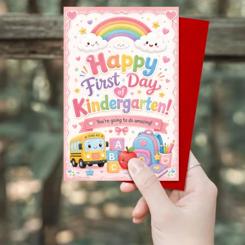 Happy First Day of Kindergarten Card with Stickers & Envelope