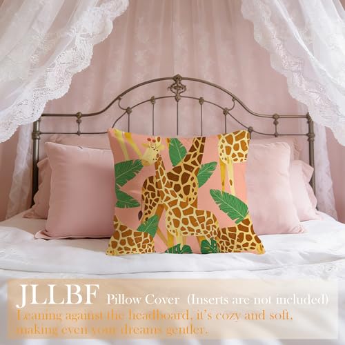 Giraffe Pillow Cover 18x18 Double-Sided Flannel for Kids Room