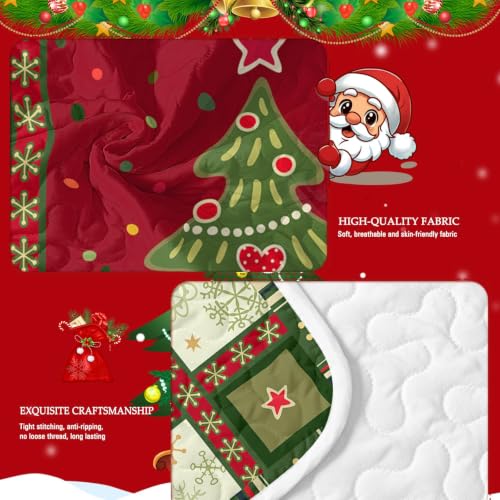 BlessLiving Christmas Patchwork King Quilt Set - Holiday Bedspread 3-Piece