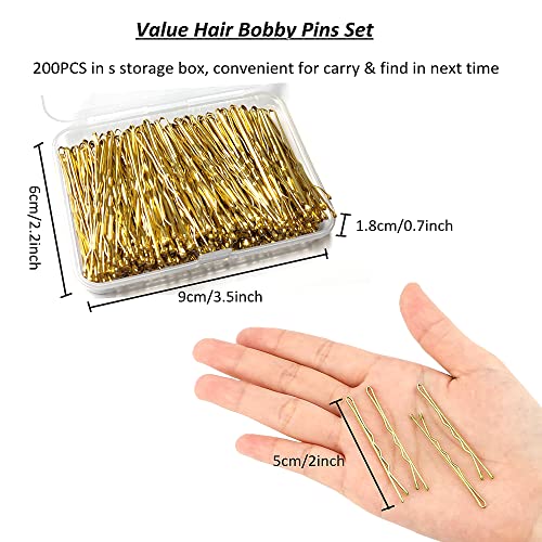 Magicalmai 200-Count Blonde Bobby Pins 2 Inch with Storage Case
