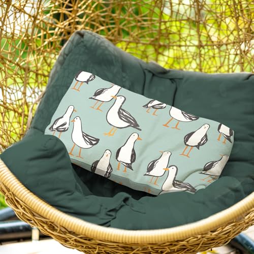 Palasarkaaa Nautical Seagull Lumbar Pillow Cover 12x20 Inch Blue Double-Sided