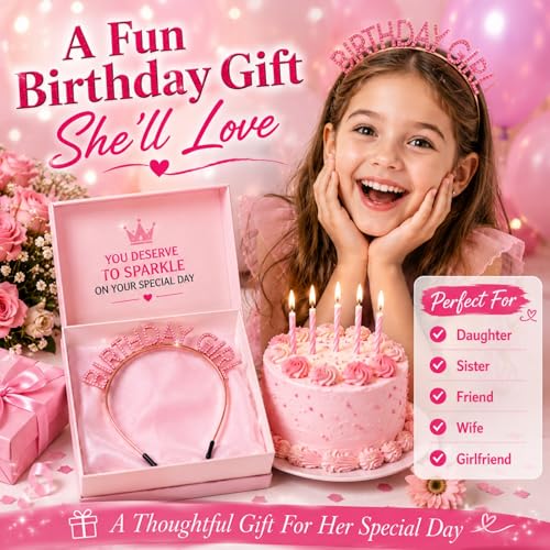Birthday Girl Rhinestone Headband & Tiara Crown Party Accessory